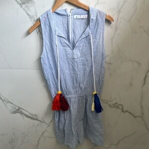 Blue and white romper